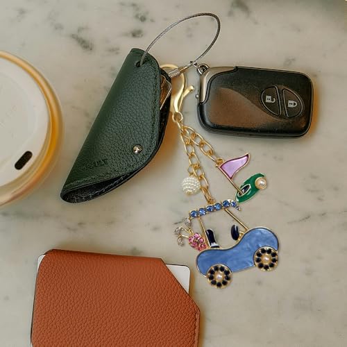 Madison Tyler Western Cowboy Boots Cherry Bow Bubble Tea Strawberry Cute Keychain | Bag Charms for Handbags Purse Charms - color: Golf
