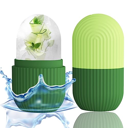 XHJRI Ice Roller Massager for Face, Eyes and Neck - Naturally Condition Skin, De-Puff Eye Bags, Reduce Migraine Pain - Reusable Silicone Ice Mold (Green) - color: Green