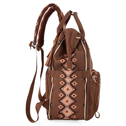 Wrangler Aztec Backpack Organized Daypack Travel Baby Bag with Stroller Strap and Side Bottle Pockets WG2204-9110CM - color: Angel Camel