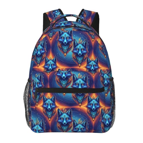 Casual Travel Backpack Mythical Creature Kitsune Fox Art for Men Women, Lightweight Water Resistant Commuter Daypack with Laptop Compartment and Side Mesh Pockets - color: Pattern (1)