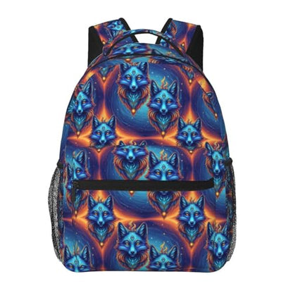 Casual Travel Backpack Mythical Creature Kitsune Fox Art for Men Women, Lightweight Water Resistant Commuter Daypack with Laptop Compartment and Side Mesh Pockets - color: Pattern (1)