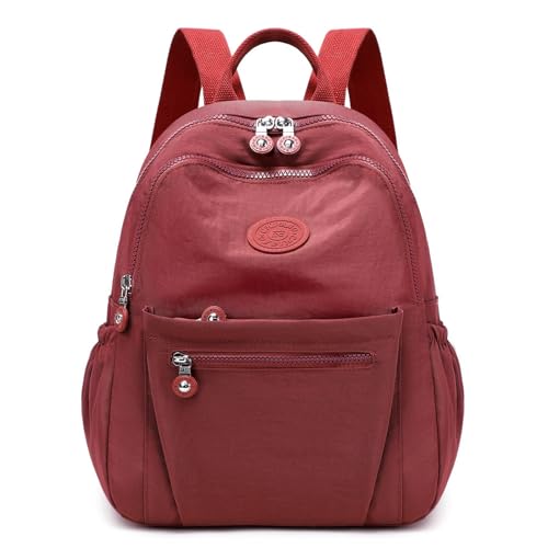 Backpack Purse for Women Ladies Nylon Bag Casual Daypack Travel Shopping Pack (A Style Wine Red) - color: A Style Wine Red