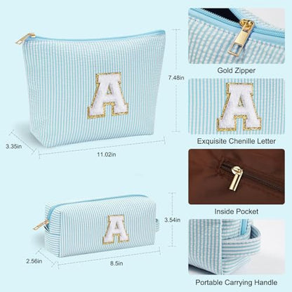 YOOLIFE 2 Travel Makeup Bags for Women - Cute Makeup Bag Makeup Bag Organizer Make Up Bag Travel Essentials Makeup Bag Personalized Gifts Friend Gifts for Women Teenager Bridesmaids Letter B - color: Light Green, style: B