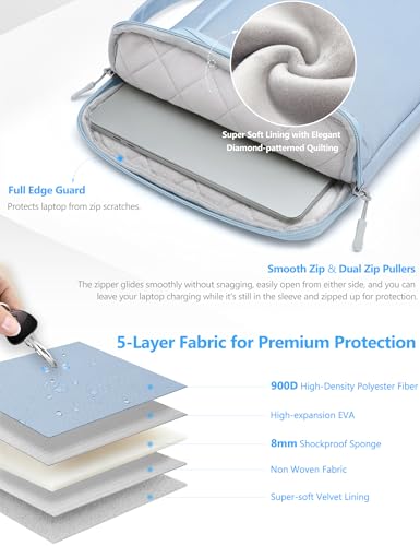 HYZUO 13 Inch Laptop Bag Case Sleeve for MacBook Air 13 M5 M4 M3 M2 M1 2026-2018 A3449, 13" MacBook Neo 2026, MacBook Pro 13 M2 M1 2026-2016, 12.9"-13" iPad Pro/Air, Surface Pro, XPS 13, Pale Blue - color: Pale Blue, size: 13 Inch