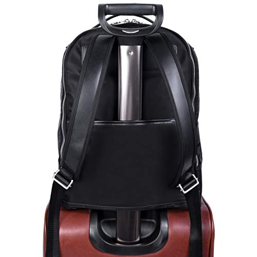 McKleinUSA N Series, Parker, Nano Tech-Light Nylon with Leather Trim, 15" Nylon Dual Compartment Laptop Backpack, Black (18555), One Size - color: Black