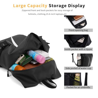 Motorcycle Helmet Backpack，15.6-inch Laptop Compartment, High Reflective Strips, Ideal for Riders’ Commuting & Fitness.
