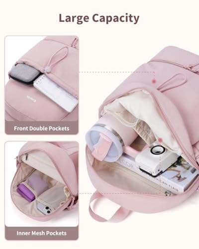 Ceneda Gym Backpack for Women, Cute Gym Bag with Shoe Compartment, Wet Pocket & Cup Holder, Puffer Dance Cheer Backpack - color: Pink, style: Taslon