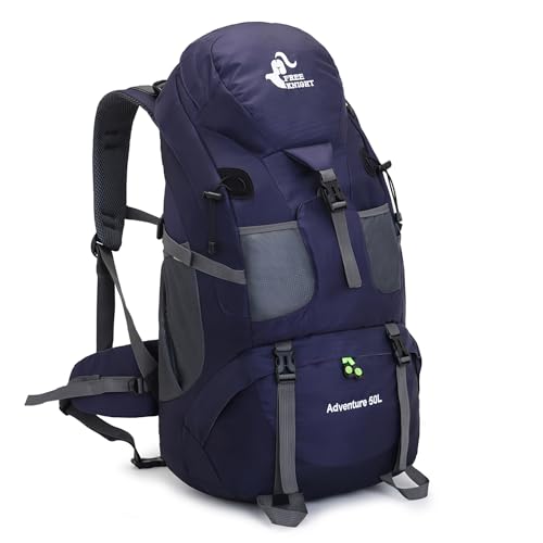 Bseash 50L Hiking Backpack, Water Resistant Lightweight Outdoor Sport Daypack Travel Bag for Camping Climbing Skiing Cycling (Dark Purple - With Shoe Compartment) - color: Dark Purple - With Shoe Compartment