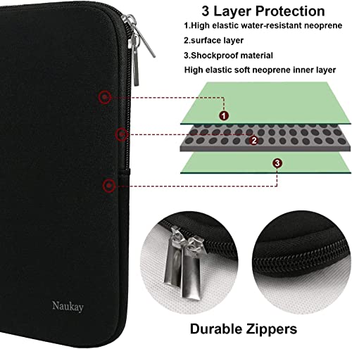 Naukay Laptop Bag 15 Inch, Resistant Neoprene Laptop Sleeve/Notebook Computer Pocket Case/Tablet Briefcase Carrying Bag Compatible for 15.4 inch MacBook Pro, Ultrabook Notebook, (Black) - color: Black, size: 15 inch