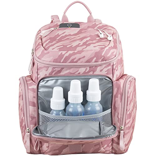 BODHI Baby Tech Top Loader Diaper Bag Backpack with removable changing pad, Unisex, for Moms and Dads - Pink Camo - color: Pink