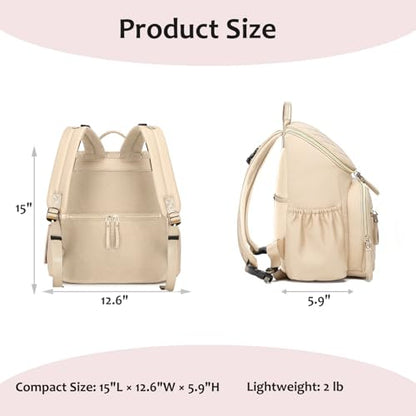 LORADI Lightweight Diaper Bag Backpack, Baby Shower Gifts, Beige | Stroller Clips, Insulated Pockets, Water-resistant, Easy to Clean, Durable - color: Beige