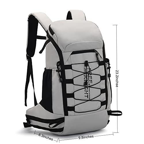 Bseash 40L Waterproof Hiking Camping Backpack with Rain Cover, Outdoor Sport Travel Daypack Rucksack for Skiing Cycling (Gray) - color: Gray