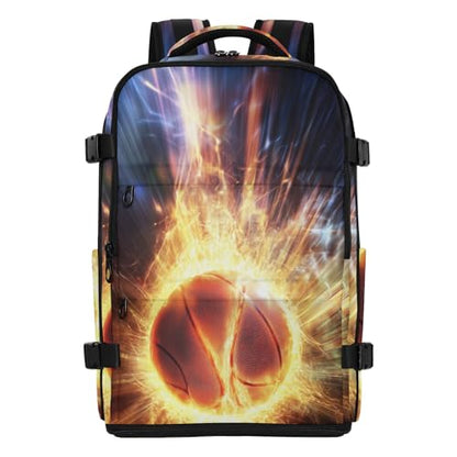 Bolaz Glowing Basketball Travel Backpack Laptop for Men Women Work Carry On Bag College Daypack Personal Item Bag Large Water Resistant