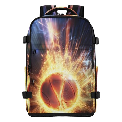 Bolaz Glowing Basketball Travel Backpack Laptop for Men Women Work Carry On Bag College Daypack Personal Item Bag Large Water Resistant