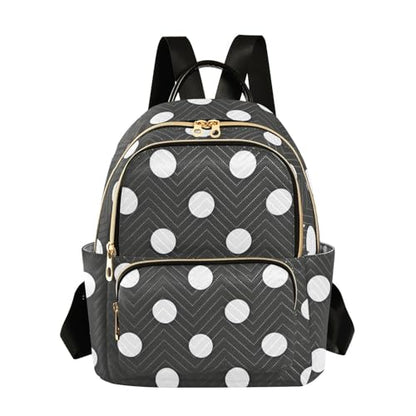 susiyo Classic Black White Polka Dot Backpack for Women Black White 14L Bag Retro Spot Ladies Backpacks Travel Casual Daypack - color: Black White, size: Medium