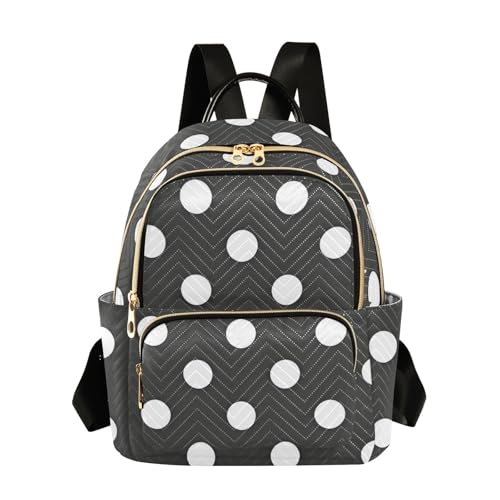 susiyo Classic Black White Polka Dot Backpack for Women Black White 14L Bag Retro Spot Ladies Backpacks Travel Casual Daypack - color: Black White, size: Medium