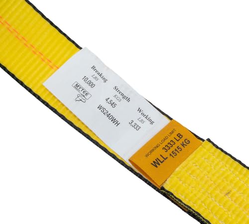 Mytee Products 2" x 15' Winch Straps w/Wire Hook - 3333lbs WLL - Yellow Heavy Duty 2 Inch Cargo Control Tie Down Straps for Flatbed Truck Utility Trailer - color: 1 - Pack, size: 2" x 15'