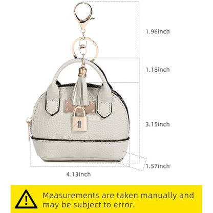 2 pcs Cute Mini Cosmetic Bag for Women PU Leather Backpack Keychain Makeup Bag Key Pocket Lipstick Bag Card Holder Data Cable Organizer Zipper Pouch (Handbag, Black) - color: Black