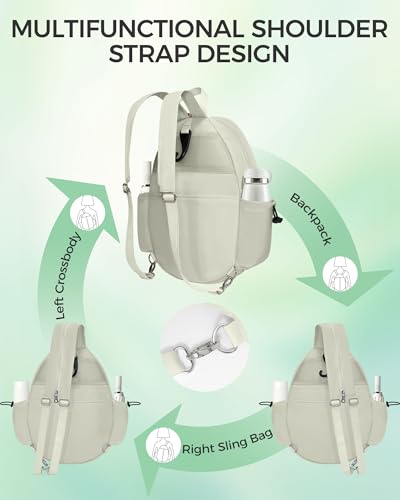 Tennis Bag, Water Resistant Tennis Backpack for Women Men, Quilted Crossbody Sling Design for Tennis, Pickleball, Badminton Rackets - color: Beige