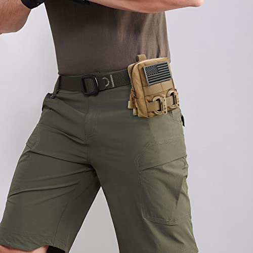 FRTKK 2 Pack Molle Pouches - Tactical Compact Water-Resistant EDC Pouch Bag Small Utility Pouch - color: 2 Pack-Tan