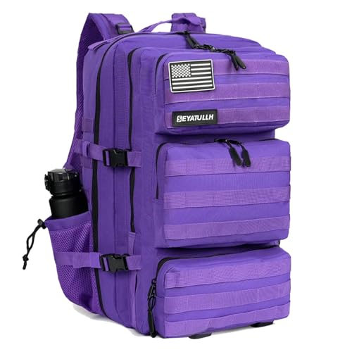 Military Tactical Backpack 55L for Men & Women Bug Out Bag Assault pack Molle Daypack Hiking Trekking Rucksack (Purple) - color: Purple