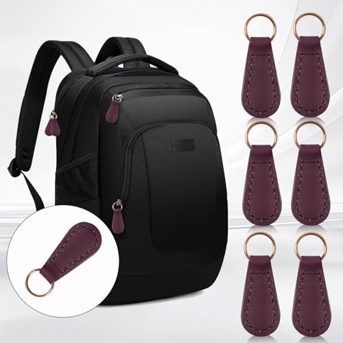 Deoward Zipper Pull Replacement PU Leather Zipper Tag Fixer Pull Repair for Backpacks, Jackets, Luggage, Purses, Suitcases, Handbags (6 PCS) - style: Zipper Pulls (Burgundy)