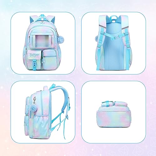 PIG PIG GIRL Kids Backpack for Girls - School Bags for Middle School Students - Book Bag for Elementary Primary - Blue - color: Blue