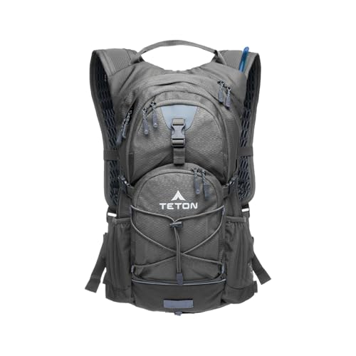 Teton Oasis/Trailrunner Hydration Backpack – Lightweight Water Pack with 2L/3L Bladder for Hiking, Running, Cycling, Biking 18L/22L Sizes – Sewn-in Rain Cover – Fits Men and Women - color: Gunmetal, size: 22 Liters