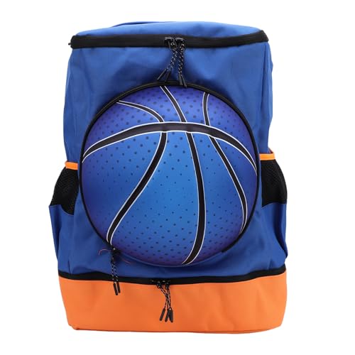 Basketball Backpack with Shoe Compartment, Sports Backpack for Basketball Soccer Volleyball, Independent Ball and Shoe Storage, Oxford Cloth Breathable Design for Athletes - color: Blue Orange, size: Size 4 Ball