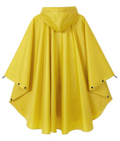 Fashion Hooded Rain Poncho Waterproof Raincoat Jacket with pocket for Women/Men/Adult - color: Dark Yellow