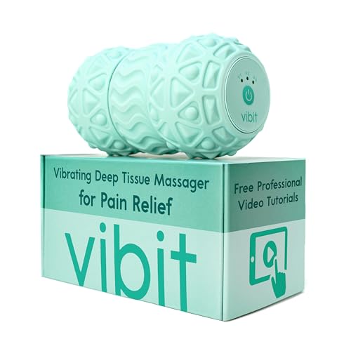 Vibit - Vibrating Massager for Plantar Fasciitis, Pain Relief and Sciatica, Foot and Body Portable Massage Roller, Deep Tissue Pain Relief from Feet to Neck, Electric, 3 Vibration Levels (Green) - color: New Green