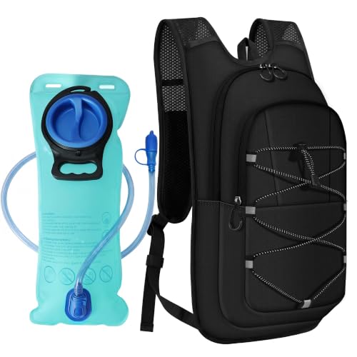 MIYCOO Hydration Backpack - Lightweight Hiking Water Backpack with 2L Water Bladder, Running Hydration Vest Backpack for Men Women, Hydration Pack for Hiking, Cycling, Climbing - color: Black