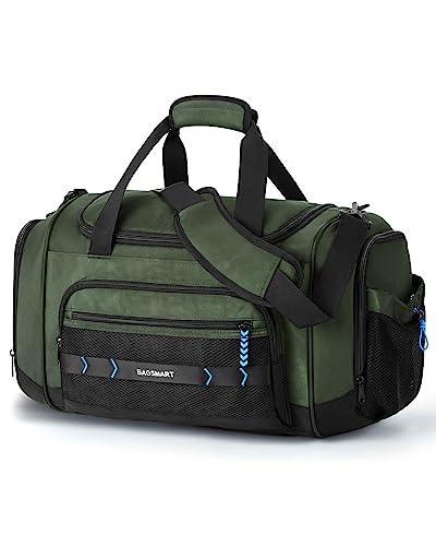 BAGSMART Gym Bag for Men & Women, Sports Travel Duffel Bag Carry-on Bag, Lightweight Weekend Overnight Bag with Shoe Compartment & Wet Pocket, Water-resistant Workout Duffle Bag for Travel Gym -Green - color: Green