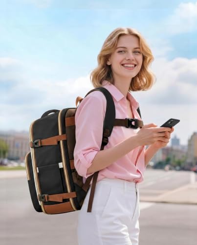 Taygeer Frontier Airlines Personal Item Bag 18x14x8, Carry on Backpack 40L | Underseat Travel Backpack for Women & Men with Makeup Compartment & Wet Bag, Fits Spirit Frontier Allegiant, Black Brown - color: Black