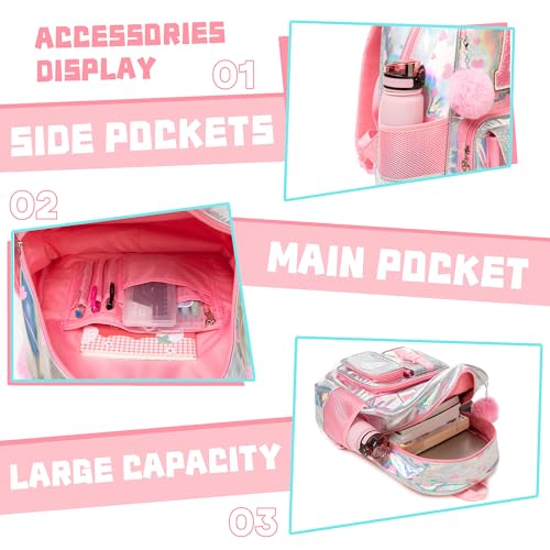 Meetbelify Backpack for Girls Letter Backpacks for Elementary Student Teen Girls Cute School Bag Kids Bookbag for Kids 8-10 - color: Initial a Pink