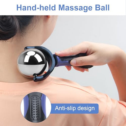 Catcan Cold Massage Roller Ball, Cold Therapy Relief, Portable Fitness Ice Roller Ball with Handle, Great Tool for Back/Neck Pain (Blue) - color: Blue