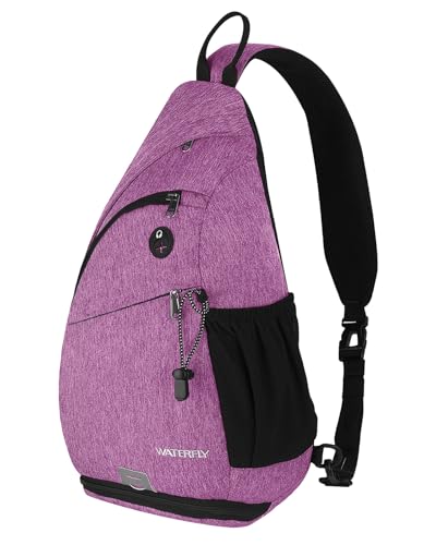 WATERFLY Sling Bag Crossbody Backpack: Over Shoulder Daypack Casual Cross Chest Side Pack - color: Purple 1