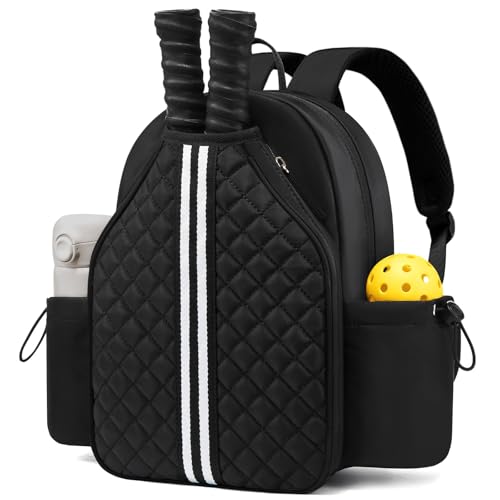 Sucipi Pickleball Bags for Women Lightweight Crossbody and Stylish Quilted Pickleball Paddle Sling Bag Backpack - color: Black, size: Large