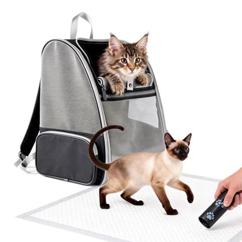 Cat Carrier Soft Sided Pet Carrier Backpack Airline Approved cat Bag for Cats & Dogs - Collapsible, 270° Breathable Design with 1 Pet Poop Bag+ 5 Leak-Proof Pee Pads, Ideal for Small/Medium Pets