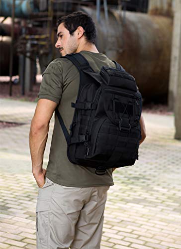 Military Tactical Backpack, 40L Large Capacity 3 Day Army Assault Pack Bug Out Bag Go Bag Rucksacks for Hunting, Trekking and Camping and Other Outdoor Activities Black - color: Black