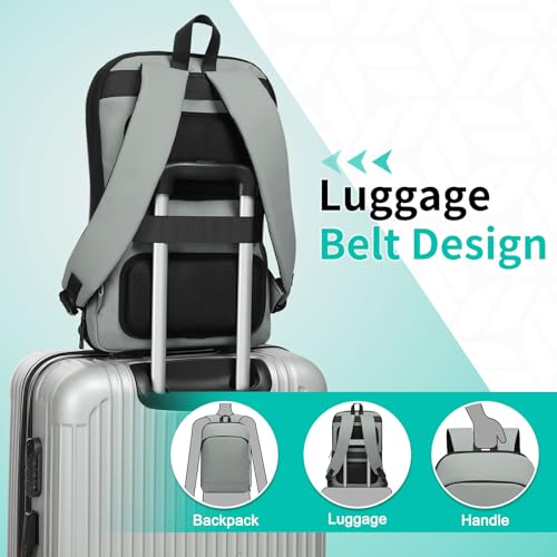 Slim Laptop Backpack for Men, Expandable Business Backpack with 16" Laptop Compartment - TSA 15L-25L Capacity Lightweight for Work Office, Light Gray - color: Light Gray