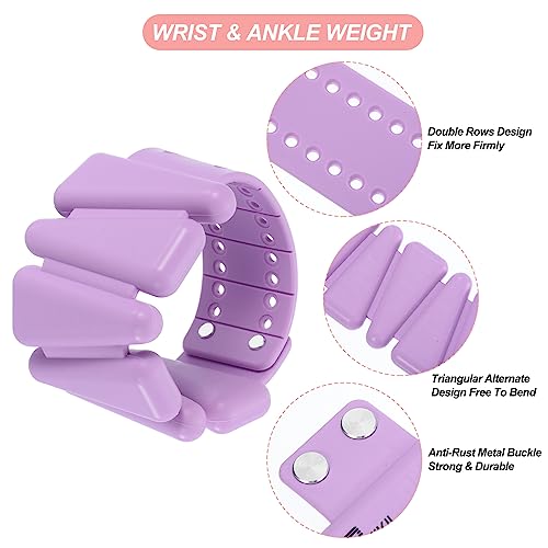 PATIKIL Adjustable Wrist Weights Set of 2, 2Lbs Total (1lb Each) Silicone Ankle Walking Weights for Women Men Bracelets for Training Yoga Jogging Aerobics - color: Purple