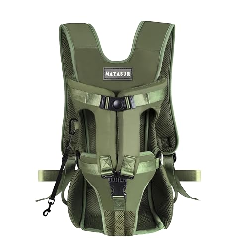 MAYASUR Pet Front Dog Carrier Backpacks, Adjustable Dog Backpack Carrier, Legs Out Easy-fit Dog Chest Carrier for Small to X Large Dogs, Dog Front Carrier for Hiking, Cycling (Army Green, Large)