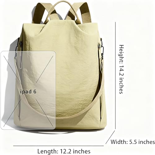 Convertible Nylon Backpack, Casual Lightweight Daypack Shoulder Bag, Multi-Way Carrying Design