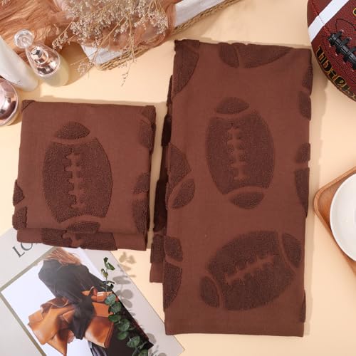 2 Pcs Football Hand Towels Cotton Absorbent Kitchen Towels Football Jacquard Weave Washcloths for Bathroom Decor Cleaning Cooking Hand Drying 14 x 29 Inch