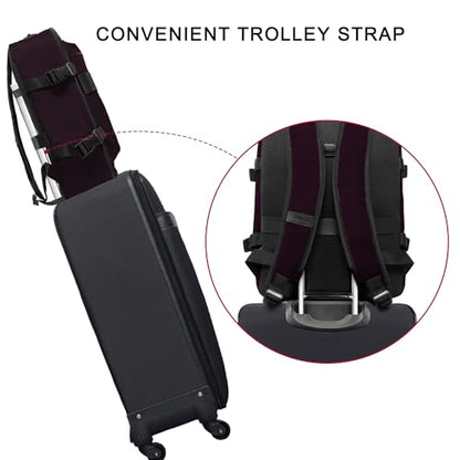 Lightweight Travel Backpack Hiking Daypack Laptop Bookbag, 17L Carry-on Personal Item Weekender Overnight Bag Unisex, Eggplant - color: Eggplant
