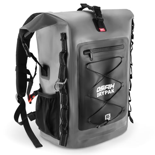 OSAH DRYPAK Waterproof Backpack Dry Bag 35L/55L/85L – Heavy Duty Roll-Top Hiking Backpack for Travel, Kayaking, Boating, Camping, Rafting and Fishing - color: Grey, size: 85L