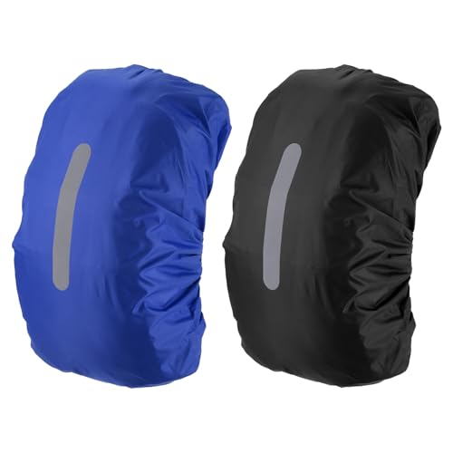 PATIKIL Waterproof Backpack Rain Cover, Non-Slip Backpack Cover with Vertical Reflective Strap Stay Dry - color: Black/Blue, size: XL(65-75L)