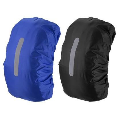 PATIKIL Waterproof Backpack Rain Cover, Non-Slip Backpack Cover with Vertical Reflective Strap Stay Dry - color: Black/Blue, size: XL(65-75L)