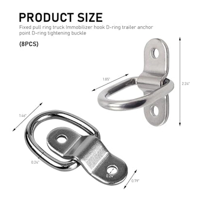 KVAEY 8 PCS D-Ring Tie Down Anchors Hooks, Heavy Duty Lashing Ring Surface Mount Anchor Point, D-Ring Anchor for Trailer Truck Hauling Cargo Load RV Camper, Car Accessories (Silver)